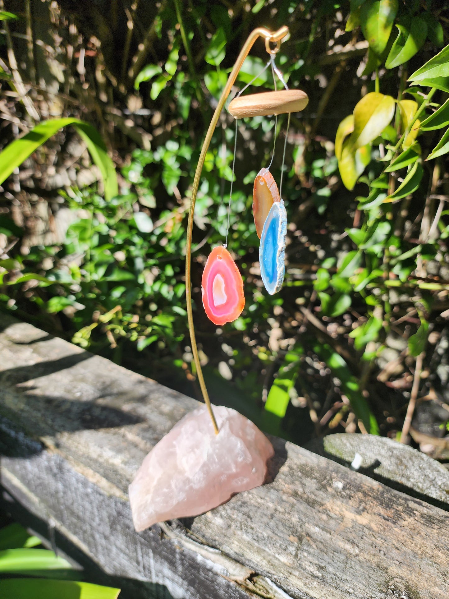 Rose Quartz & Agate Hanger