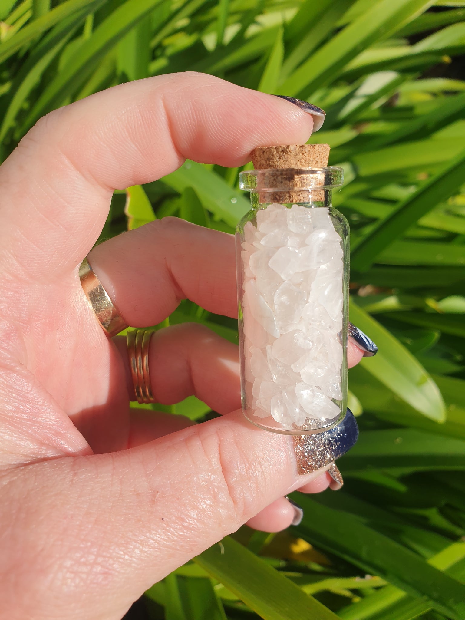 Rose Quartz Crystal Chip Bottle