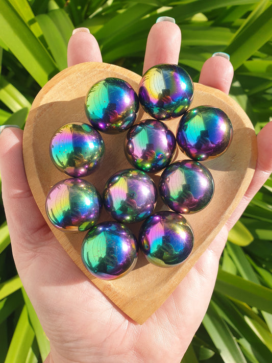 Magnetic Rainbow Hematite Sphere Medium