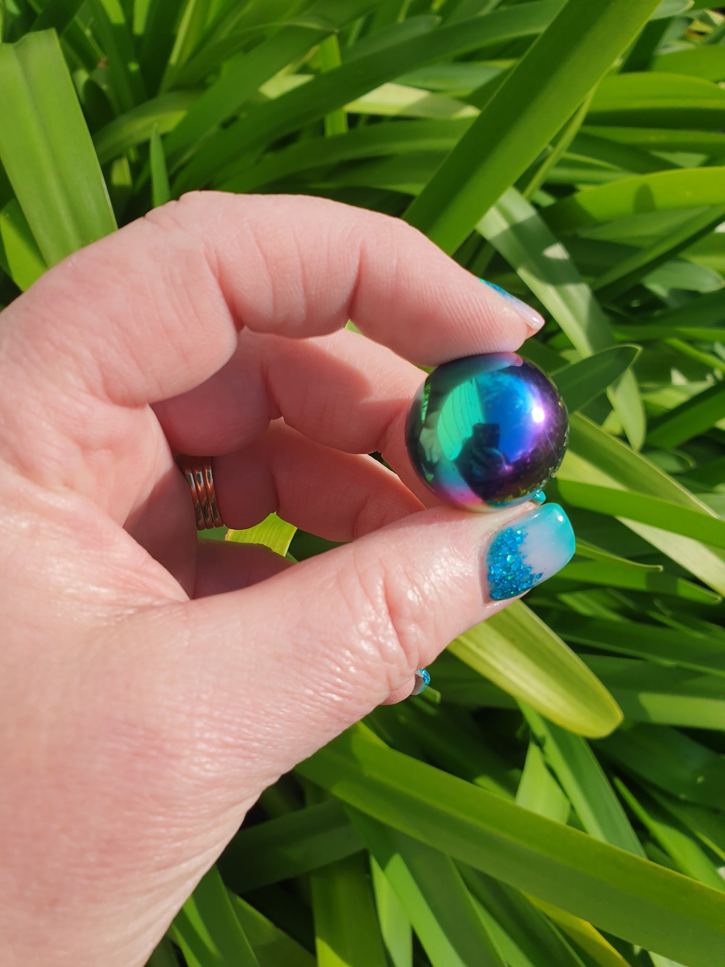 Magnetic Rainbow Hematite Sphere Medium