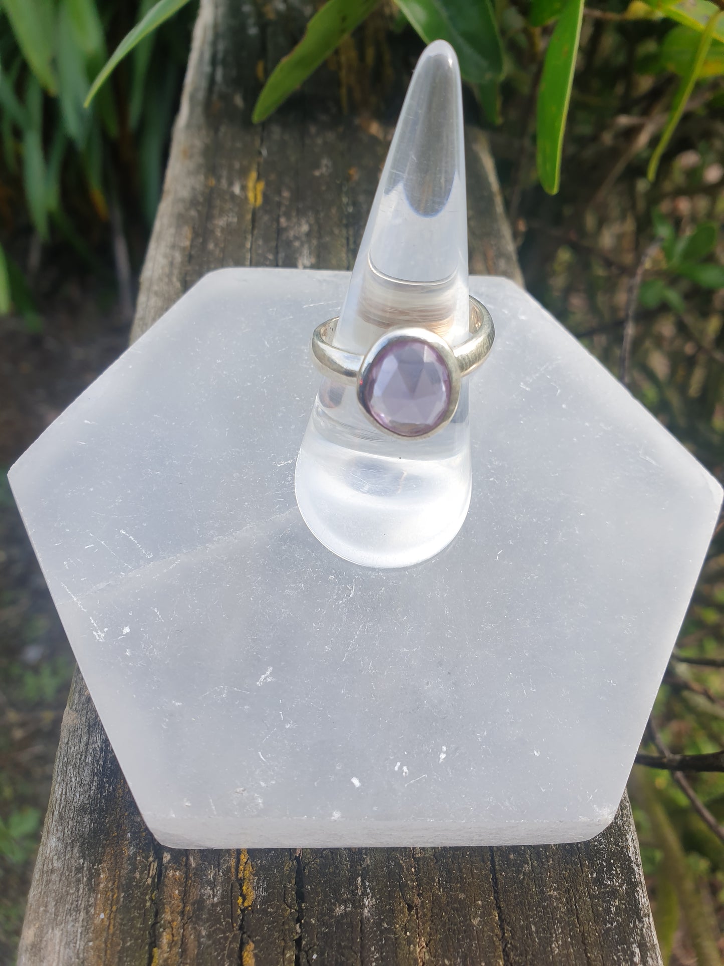 Amethyst | Rose Cut Sterling Silver Adjustable Ring A