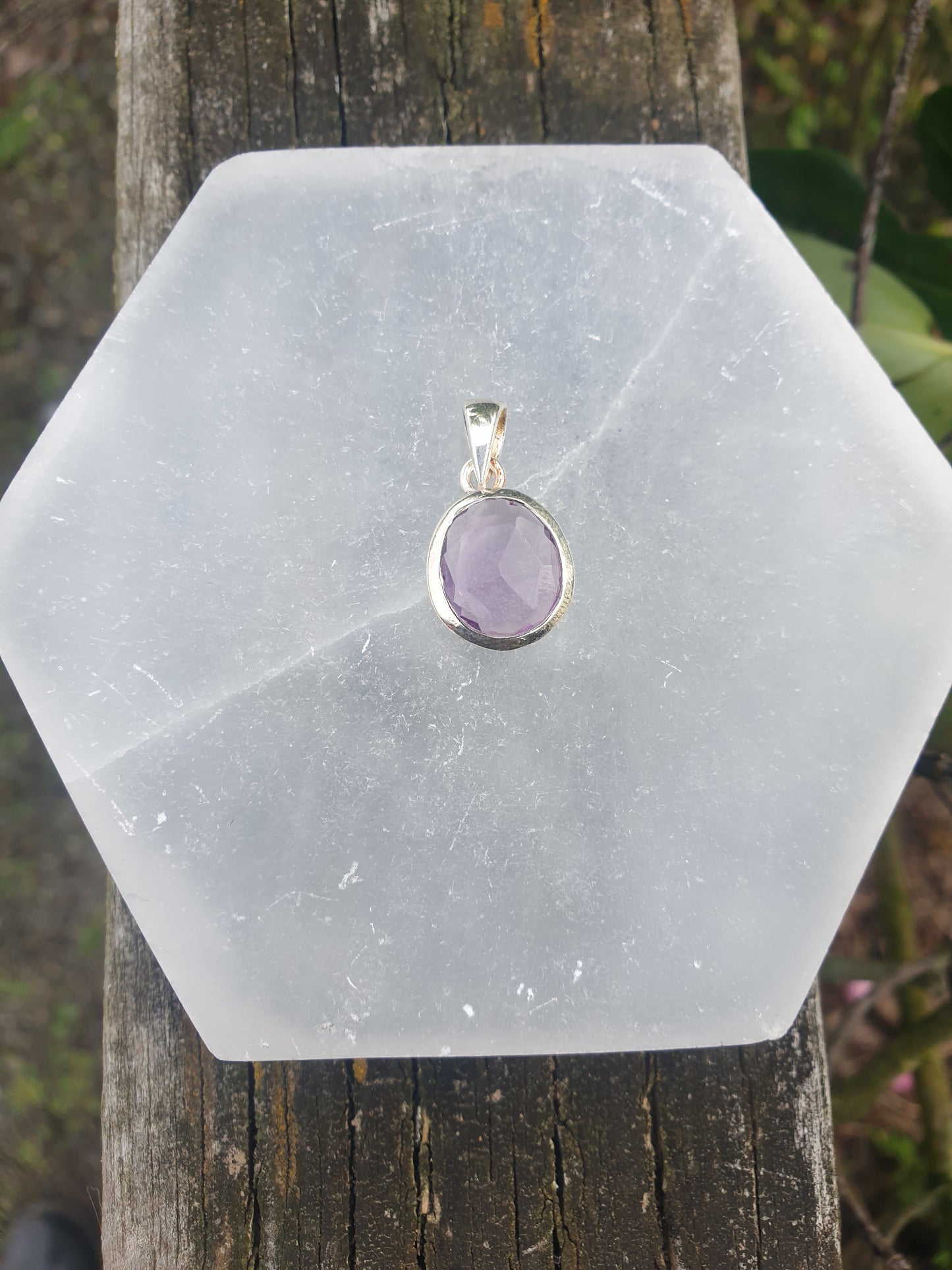 Amethyst | Rose Cut Sterling Silver Pendant G