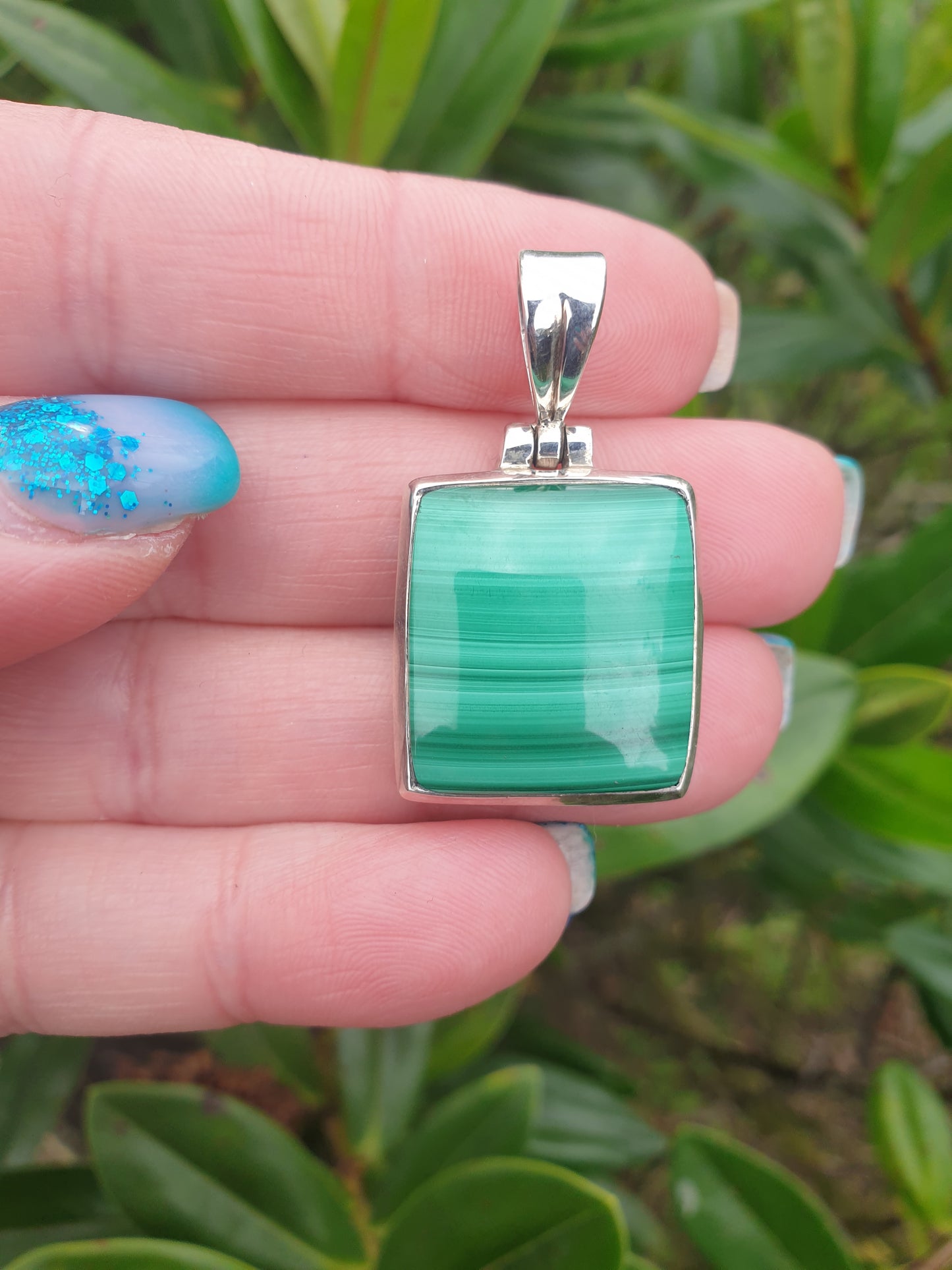 Malachite | Polished Sterling Silver Pendant A