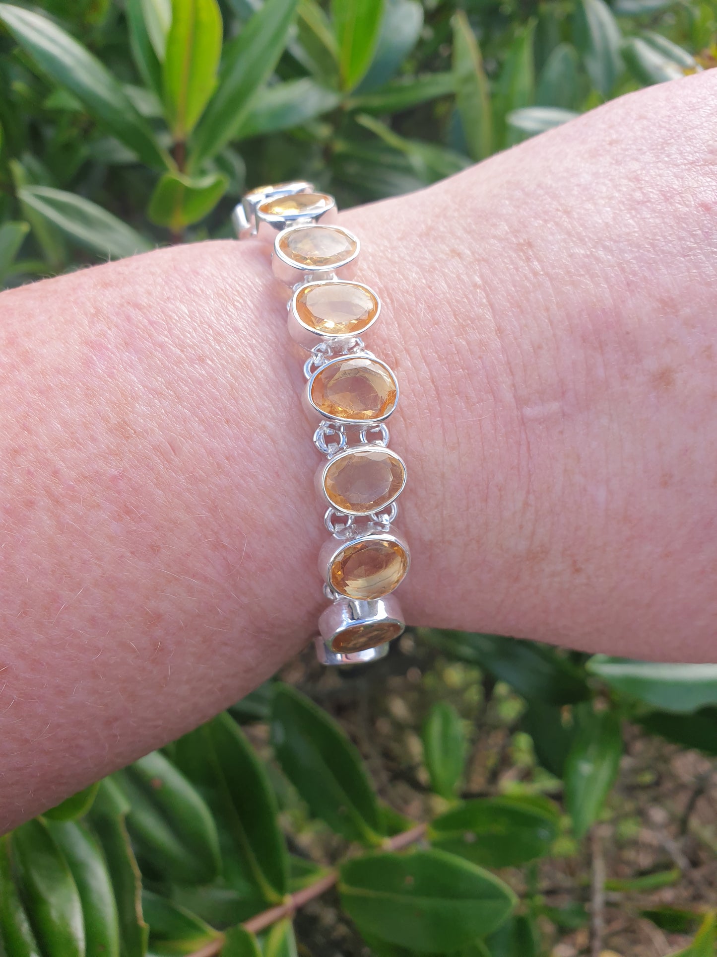 Citrine | Rose Cut Sterling Silver Adjustable Bracelet A