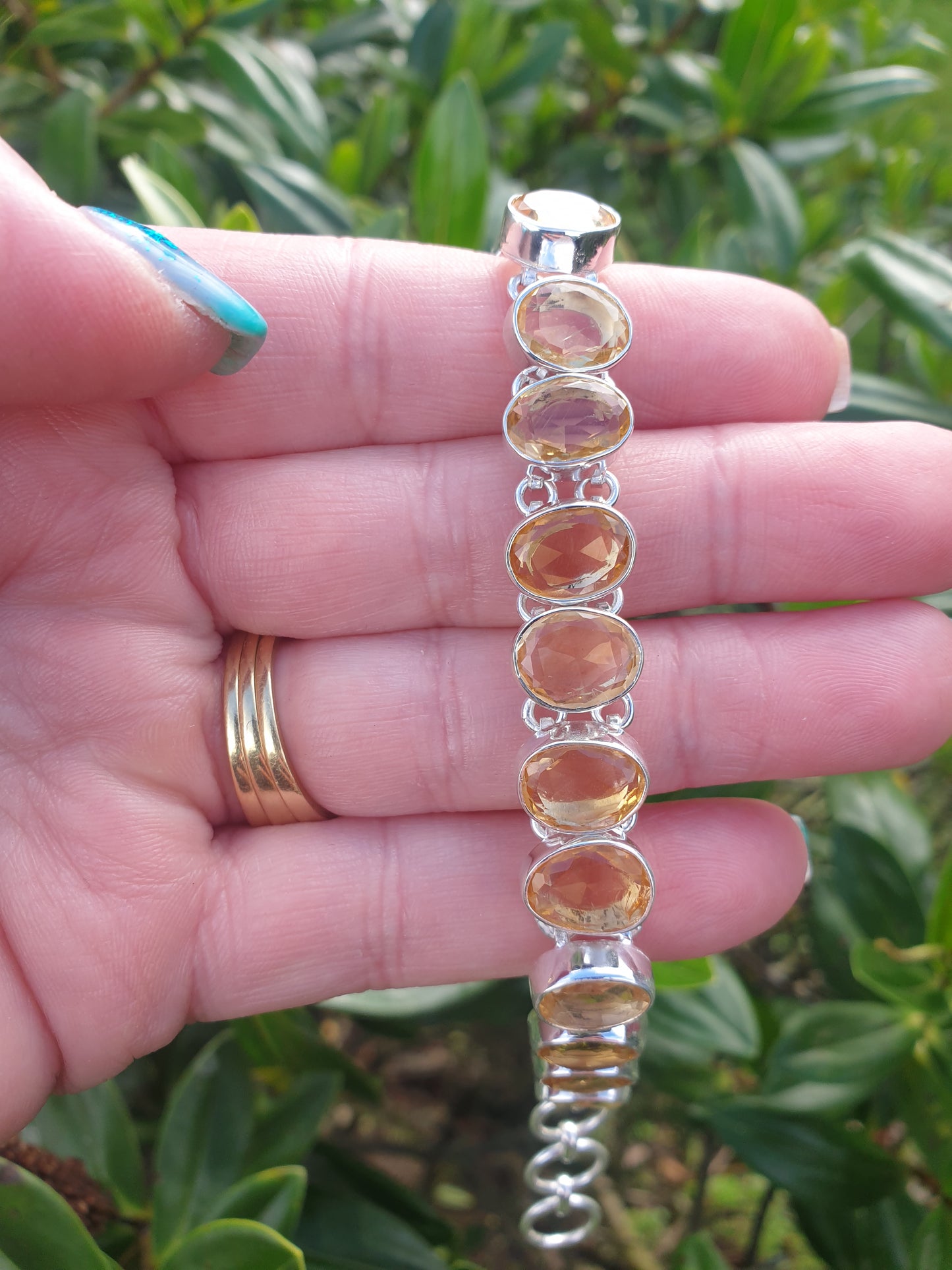 Citrine | Rose Cut Sterling Silver Adjustable Bracelet A