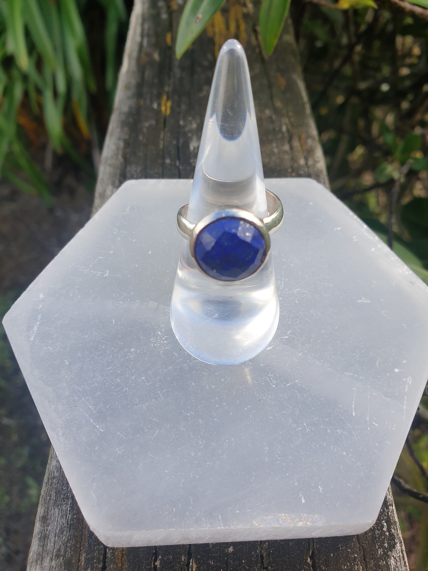 Lapis Lazuli | Rose Cut Sterling Silver Adjustable Ring C