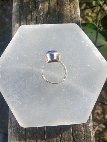 Lapis Lazuli | Rose Cut Sterling Silver Adjustable Ring C
