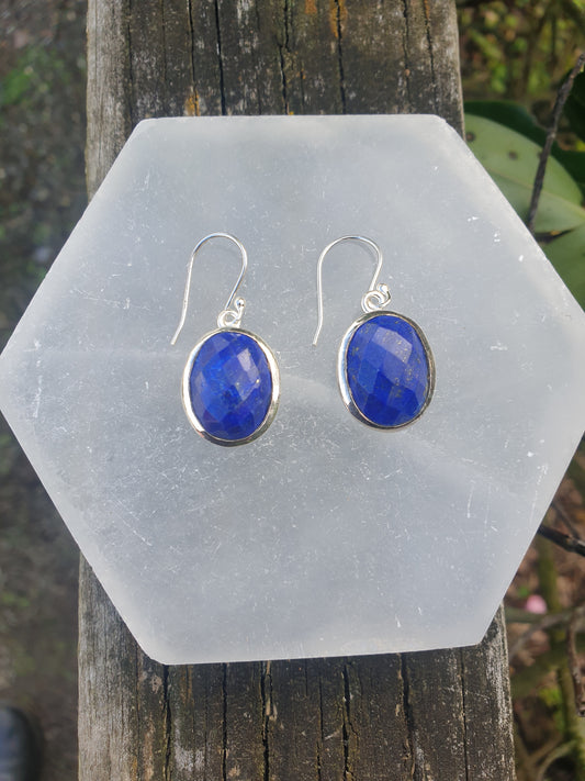 Lapis Lazuli | Rose Cut Sterling Earrings B