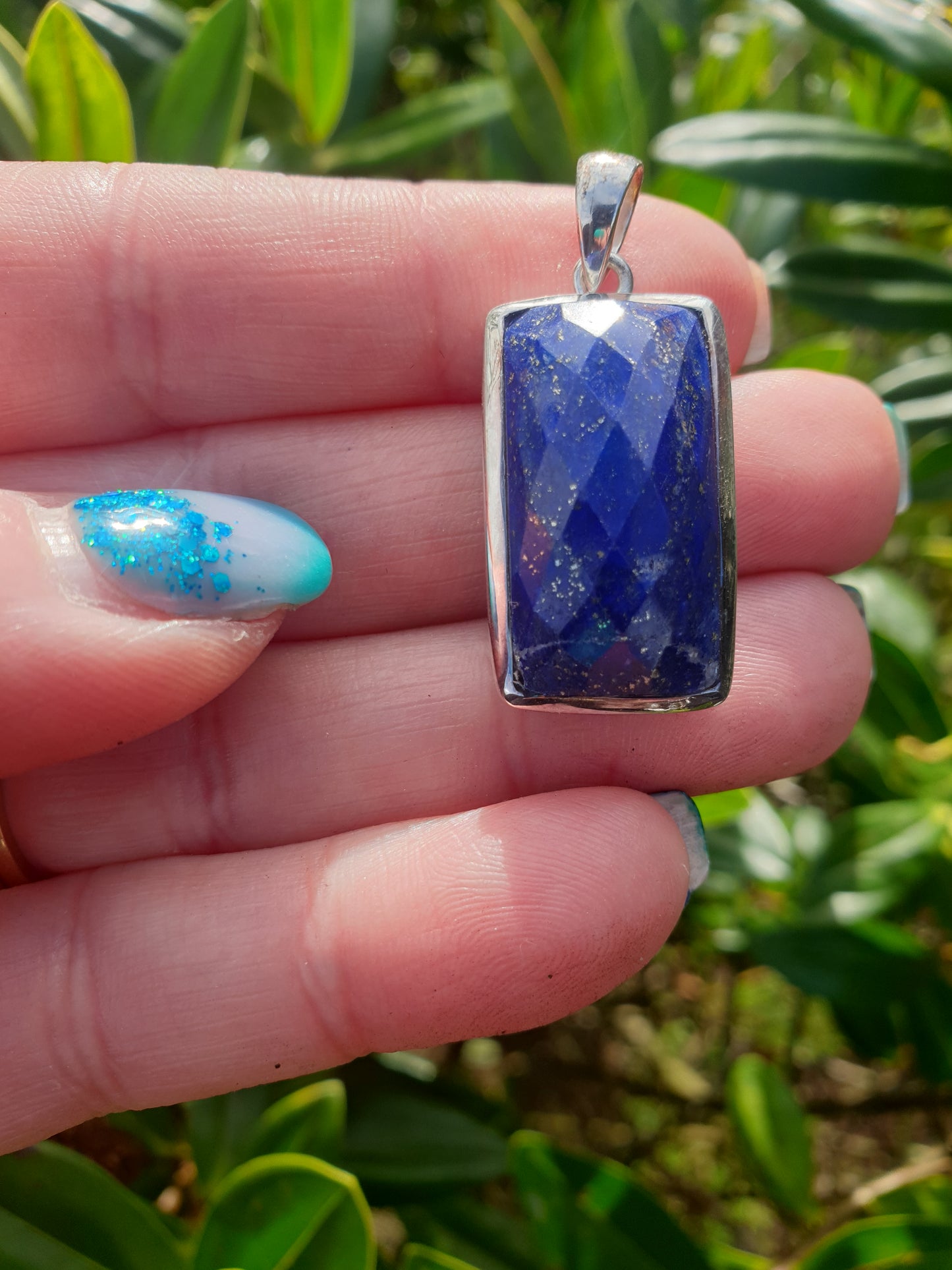 Lapis Lazuli | Rose Cut Sterling Silver Pendant H