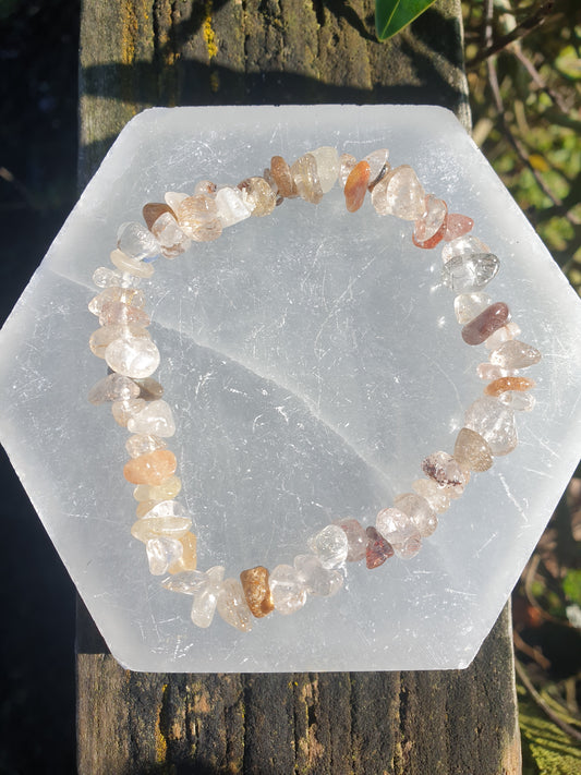 Rutilated Quartz Crystal Chip Bracelet