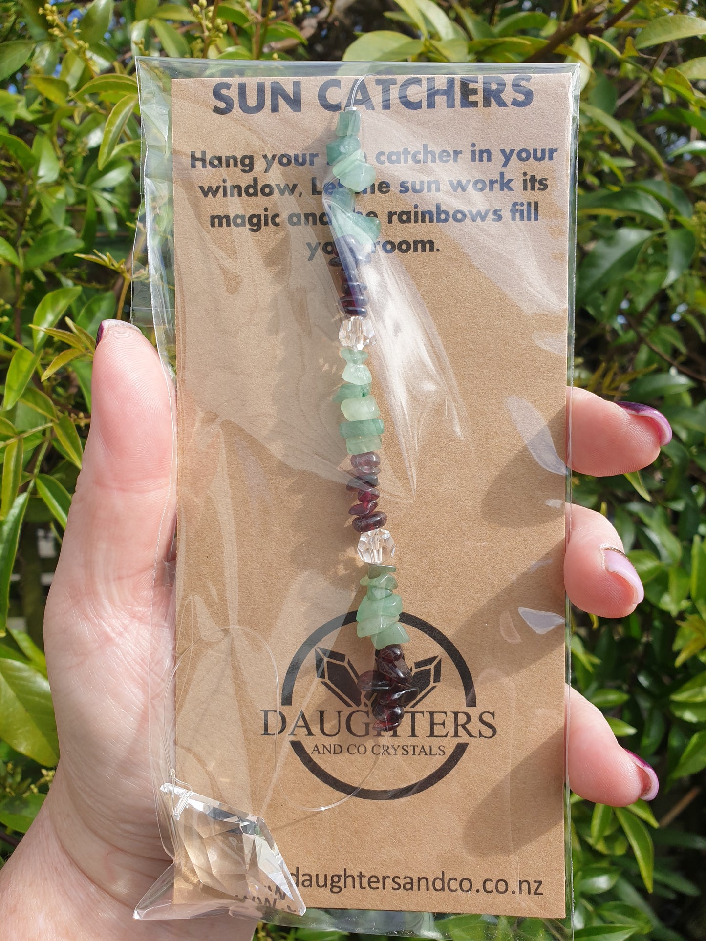 Green Aventurine & Garnet | Diamond Sun Catcher