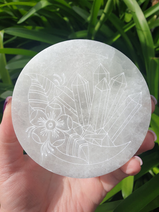 Selenite Crystal Moon Charging Plate