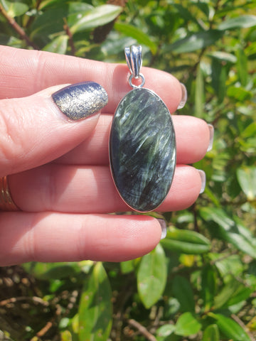 Seraphinite | Polished Sterling Silver Pendant A