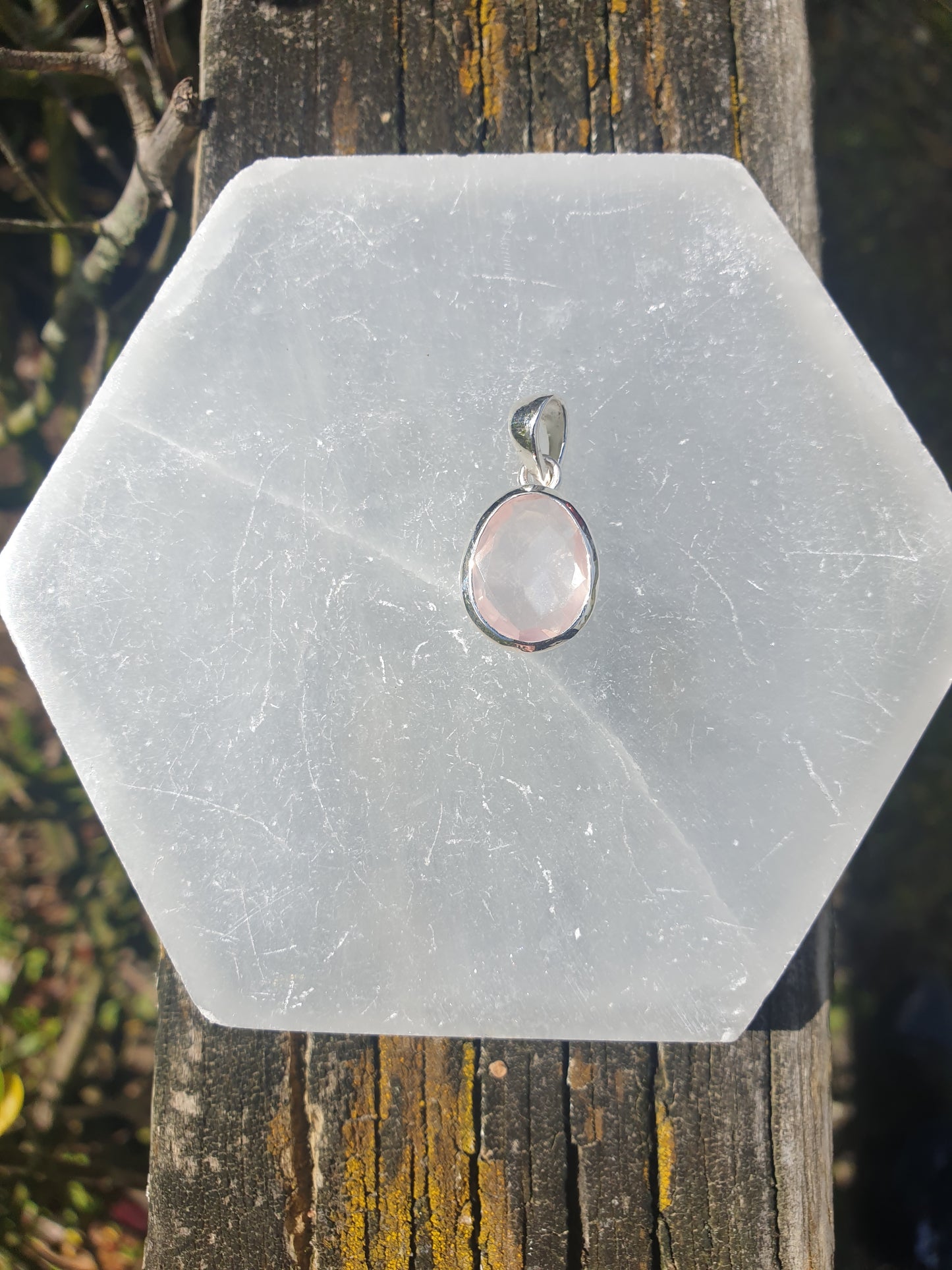 Rose Quartz | Faceted Sterling Silver Pendant B