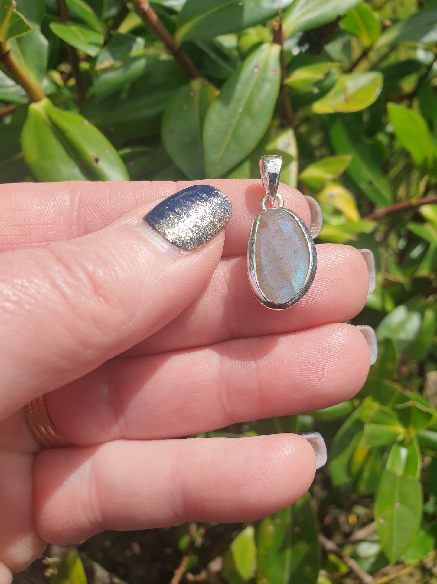 Labradorite | Rose Cut Sterling Silver Pendant F