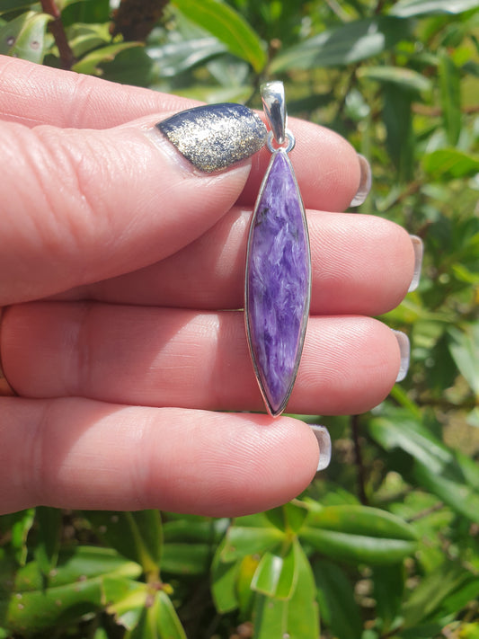 Charoite | Polished Sterling Silver Pendant B