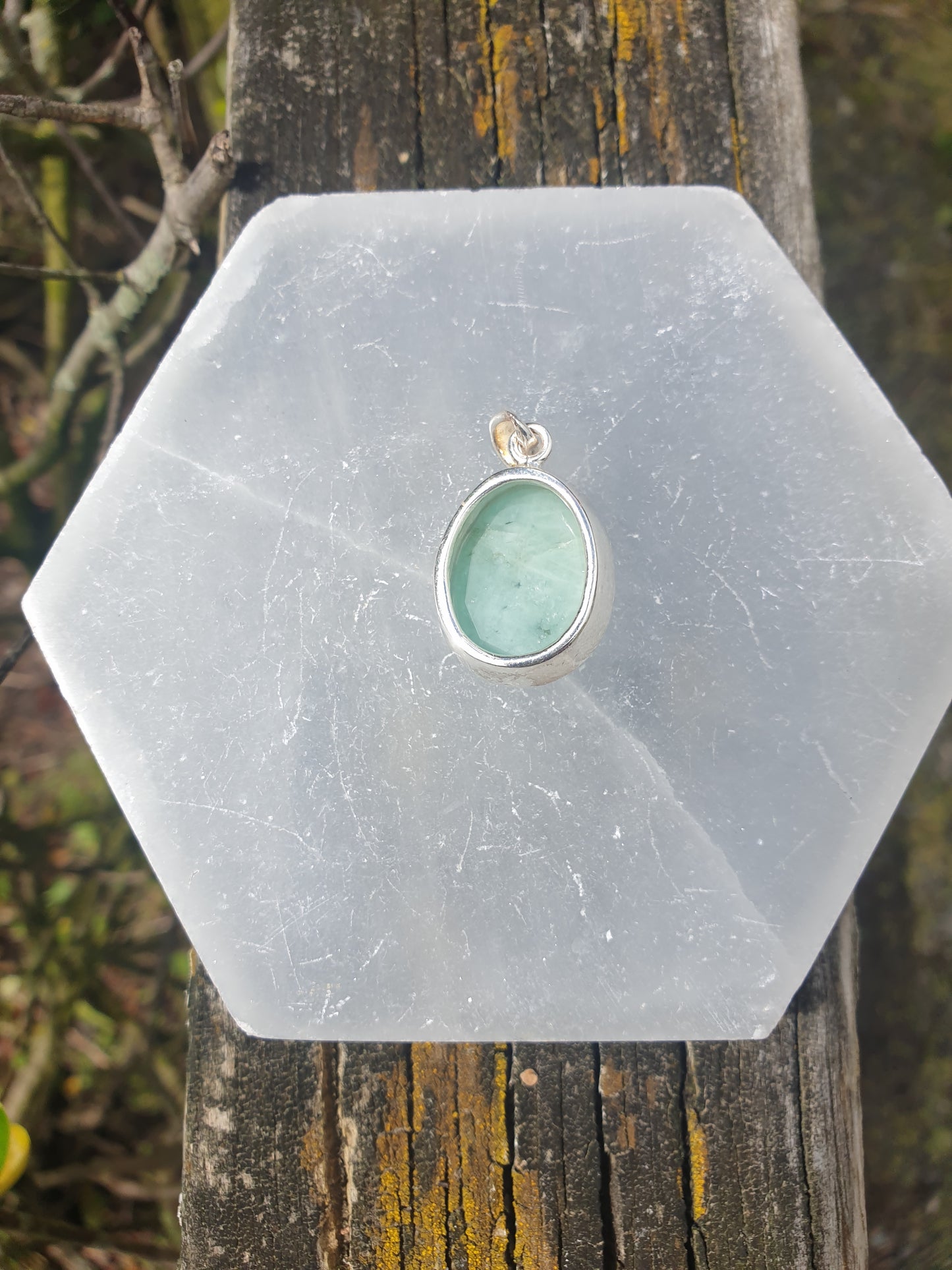 Emerald | Rose Cut Sterling Silver Pendant A