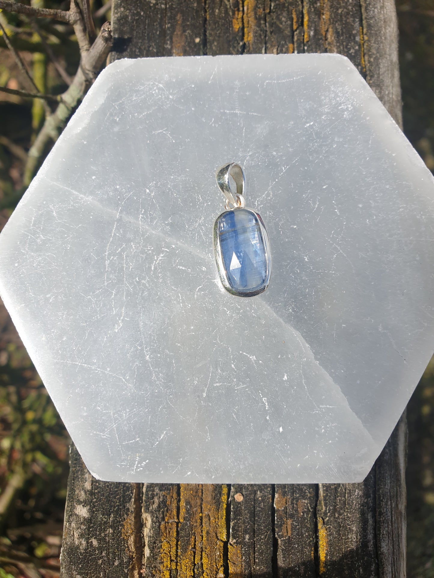 Blue Kyanite | Rose Cut Sterling Silver Pendant B