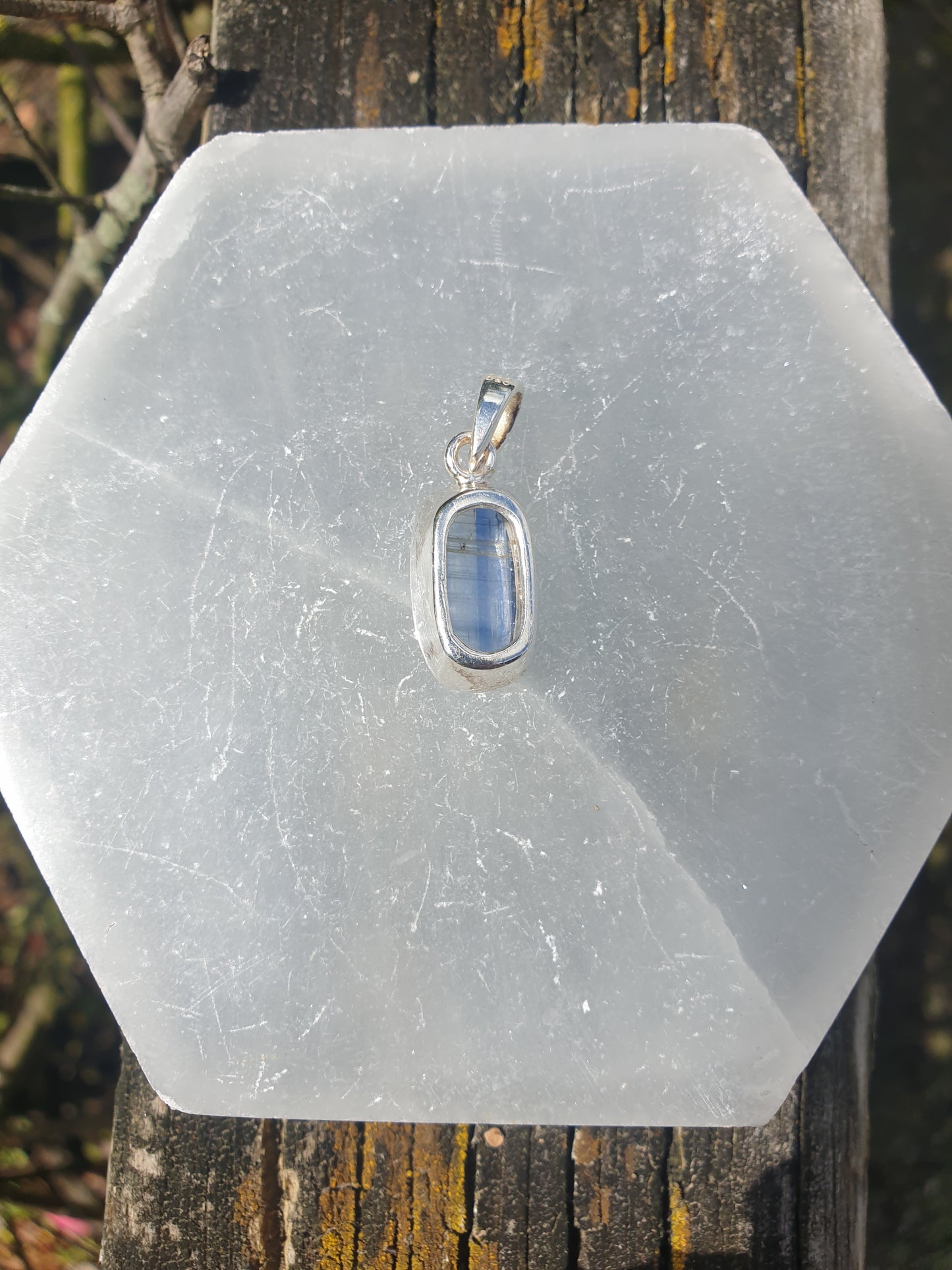 Blue Kyanite | Rose Cut Sterling Silver Pendant B