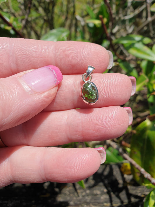 Diopside | Rose Cut Sterling Silver Pendant C