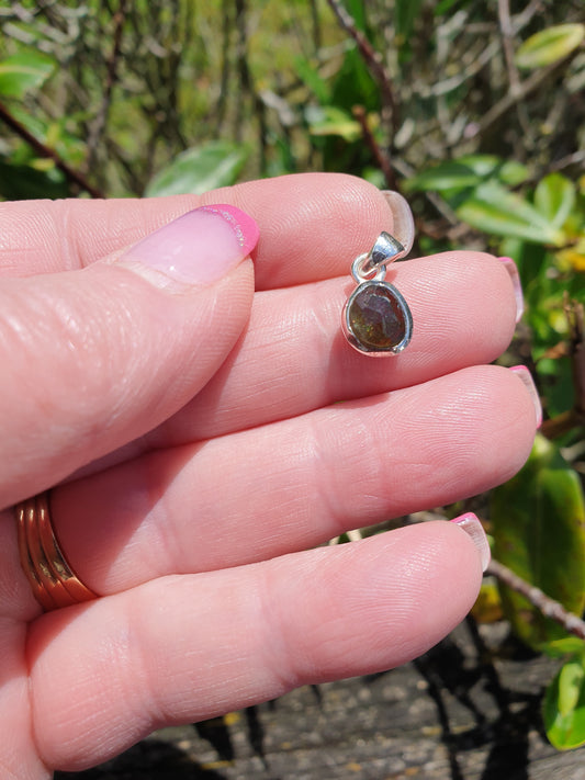 Diopside | Rose Cut Sterling Silver Pendant B