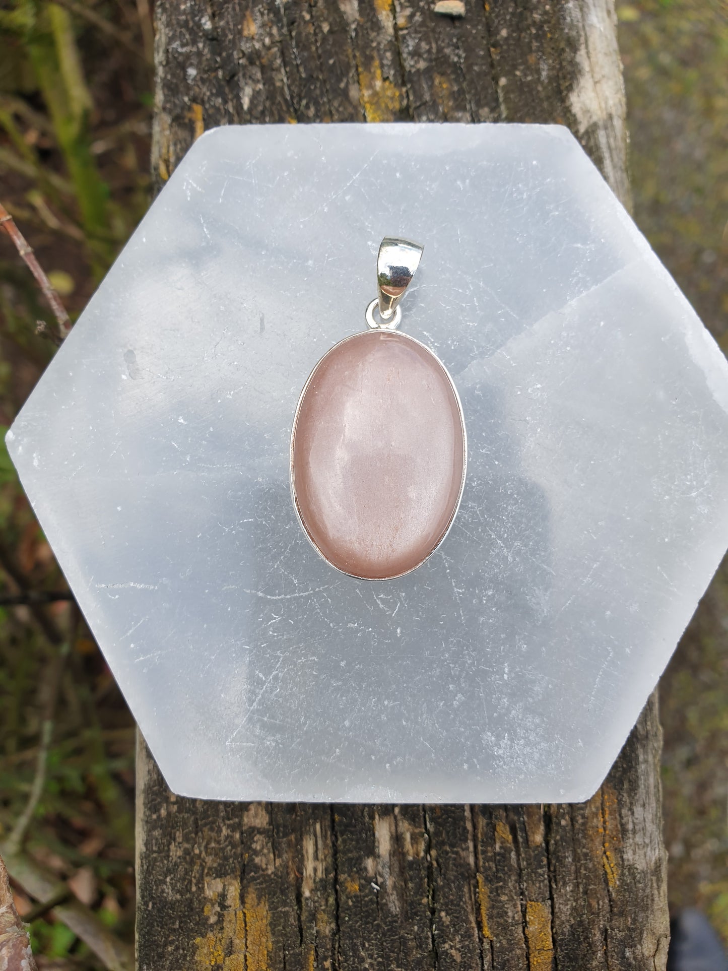 Peach Moonstone | Sterling Silver Pendant A