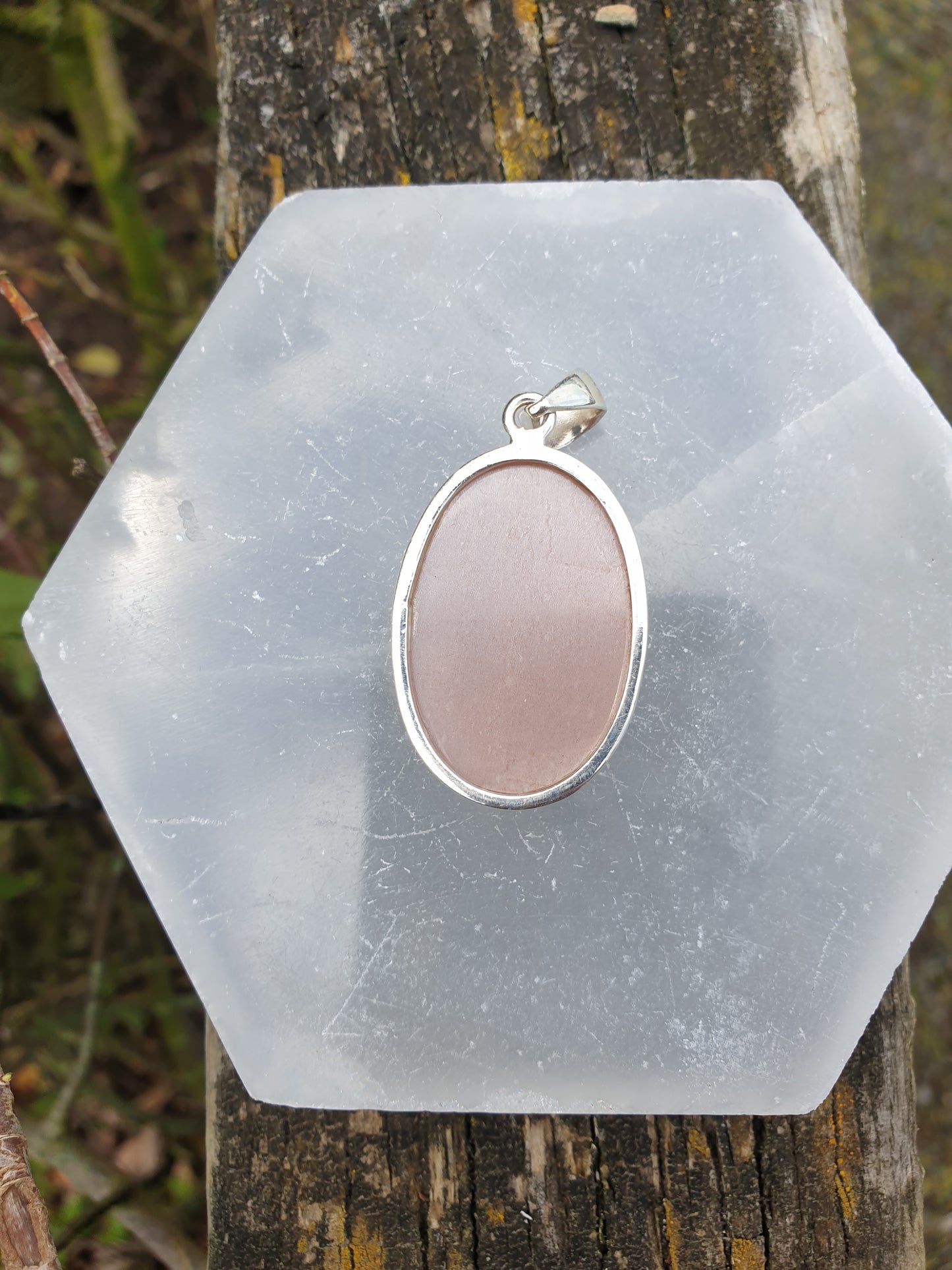 Peach Moonstone | Sterling Silver Pendant A