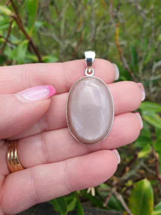 Peach Moonstone | Sterling Silver Pendant A