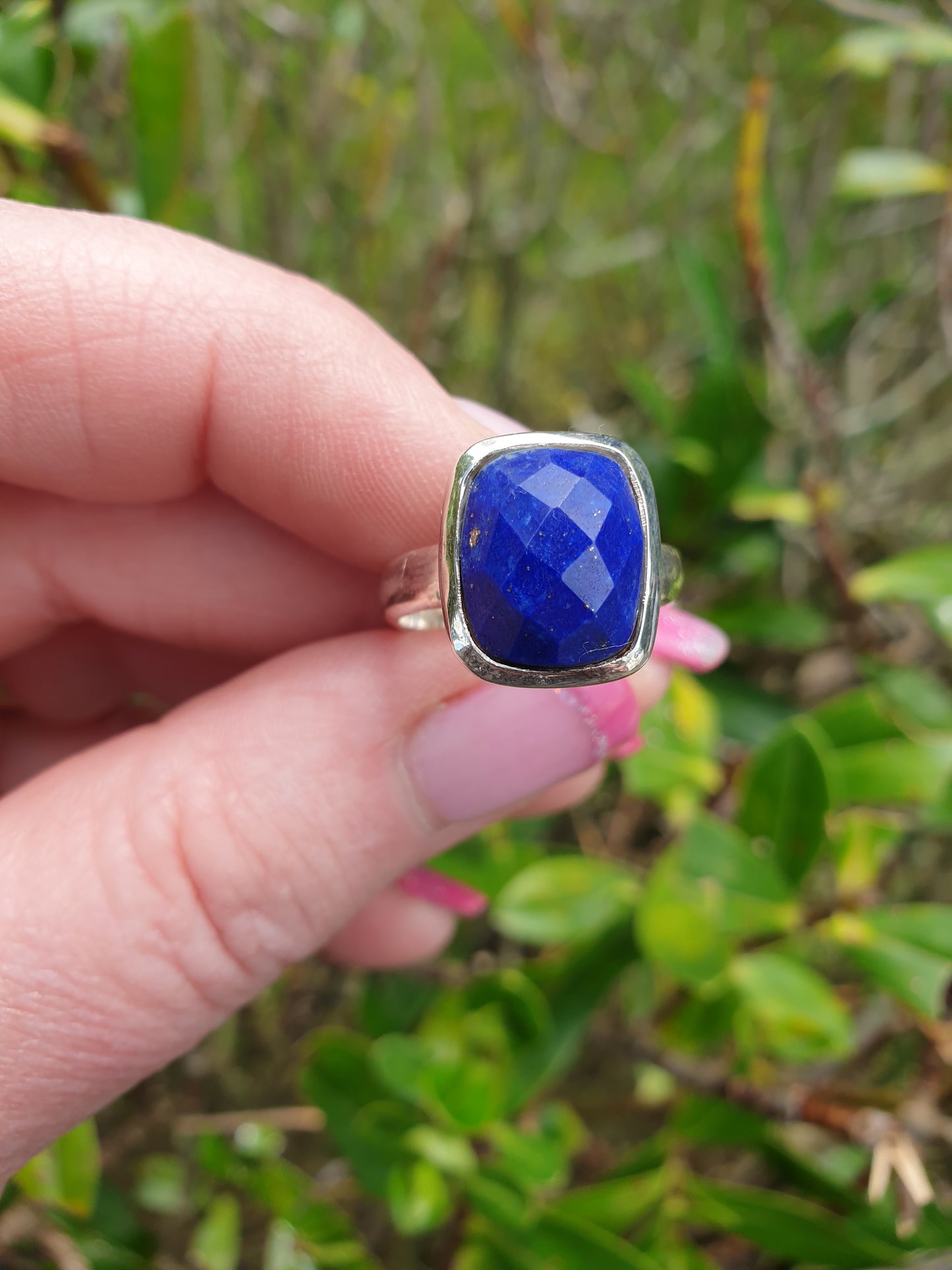 Lapis Lazuli | Rose Cut Adjustable Sterling Silver Ring D