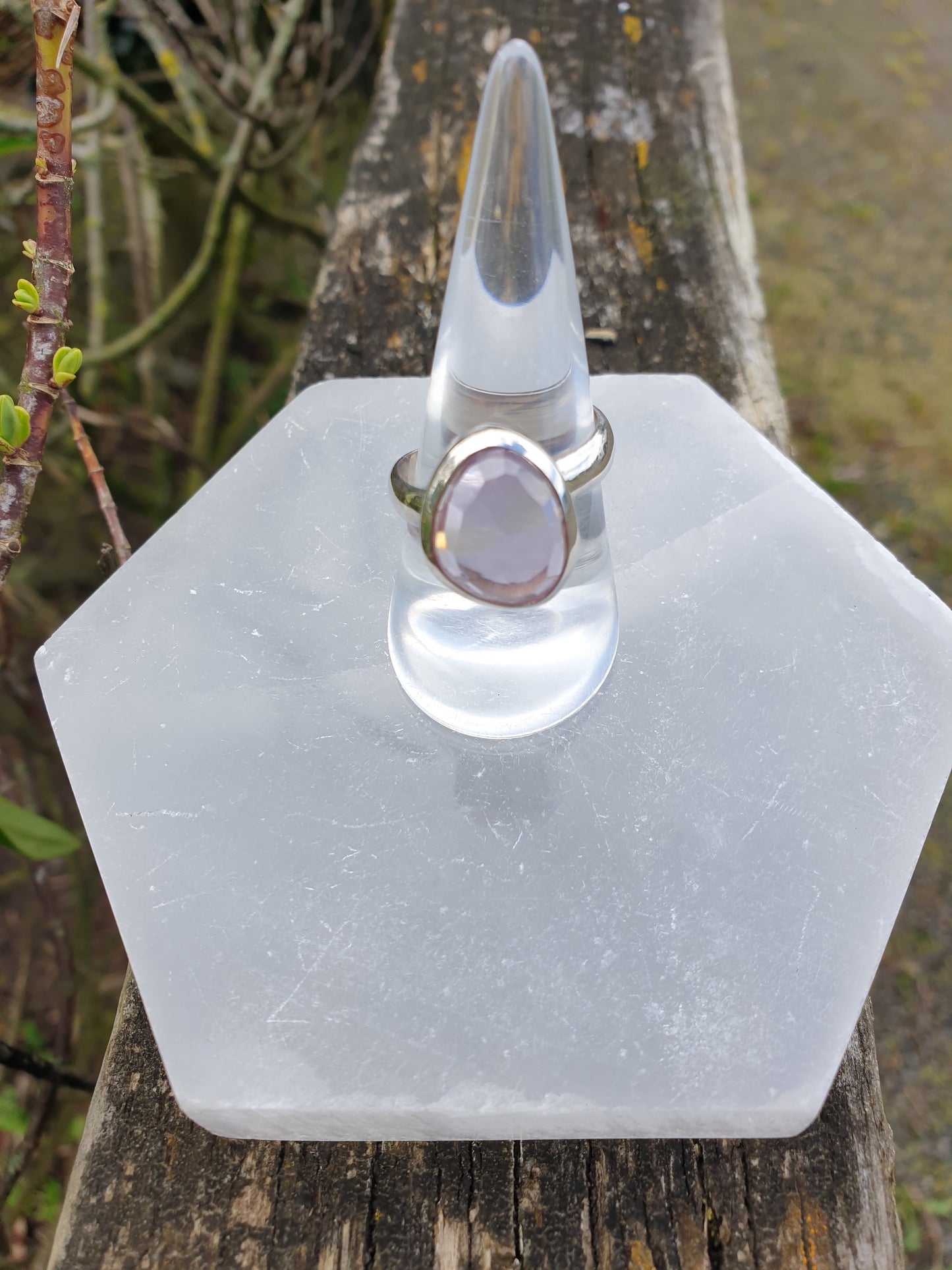 Amethyst | Rose Cut Sterling Silver Adjustable Ring C