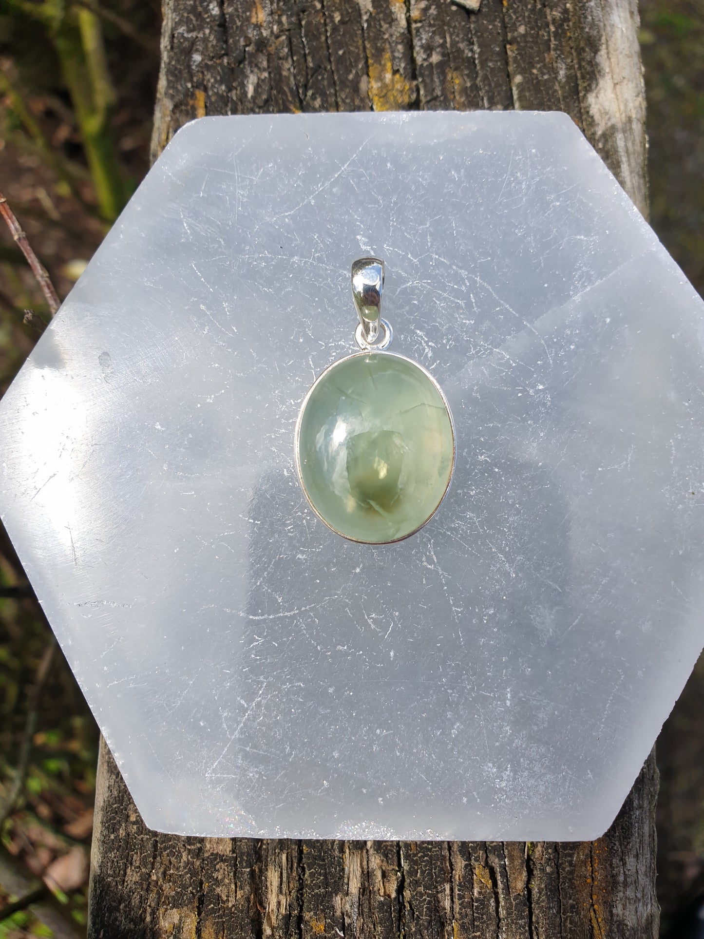 Prehnite | Polished Sterling Silver Pendant G