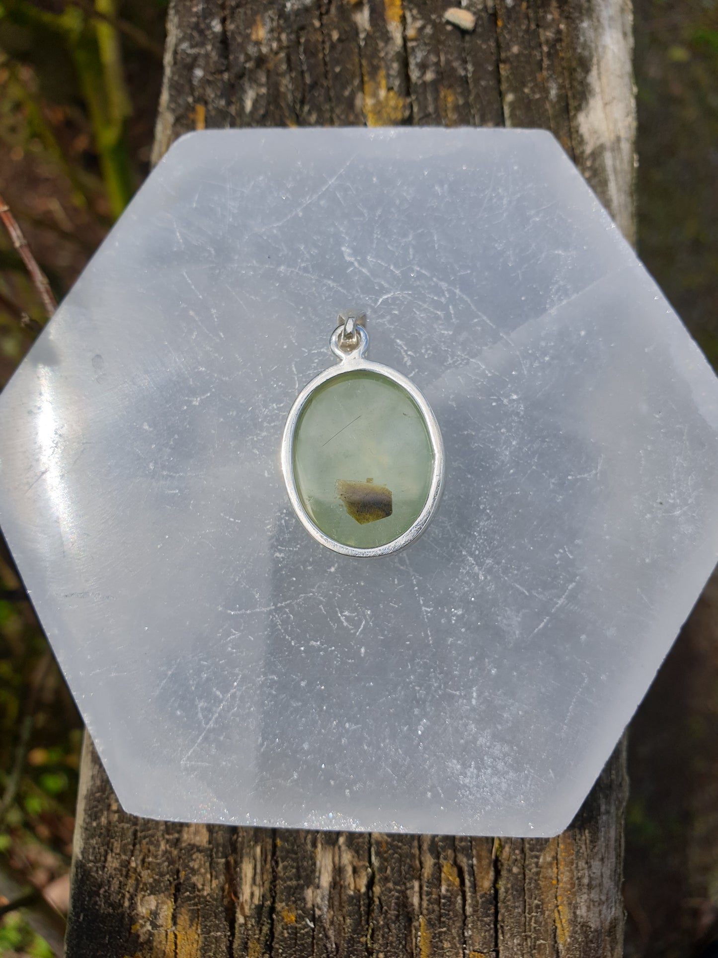 Prehnite | Polished Sterling Silver Pendant G