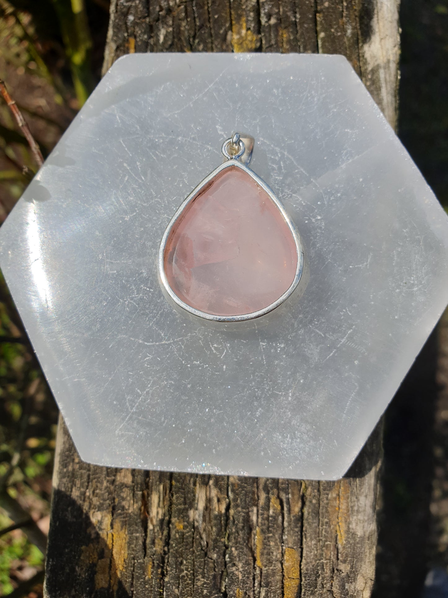 Rose Quartz | Polished Sterling Silver Pendant i