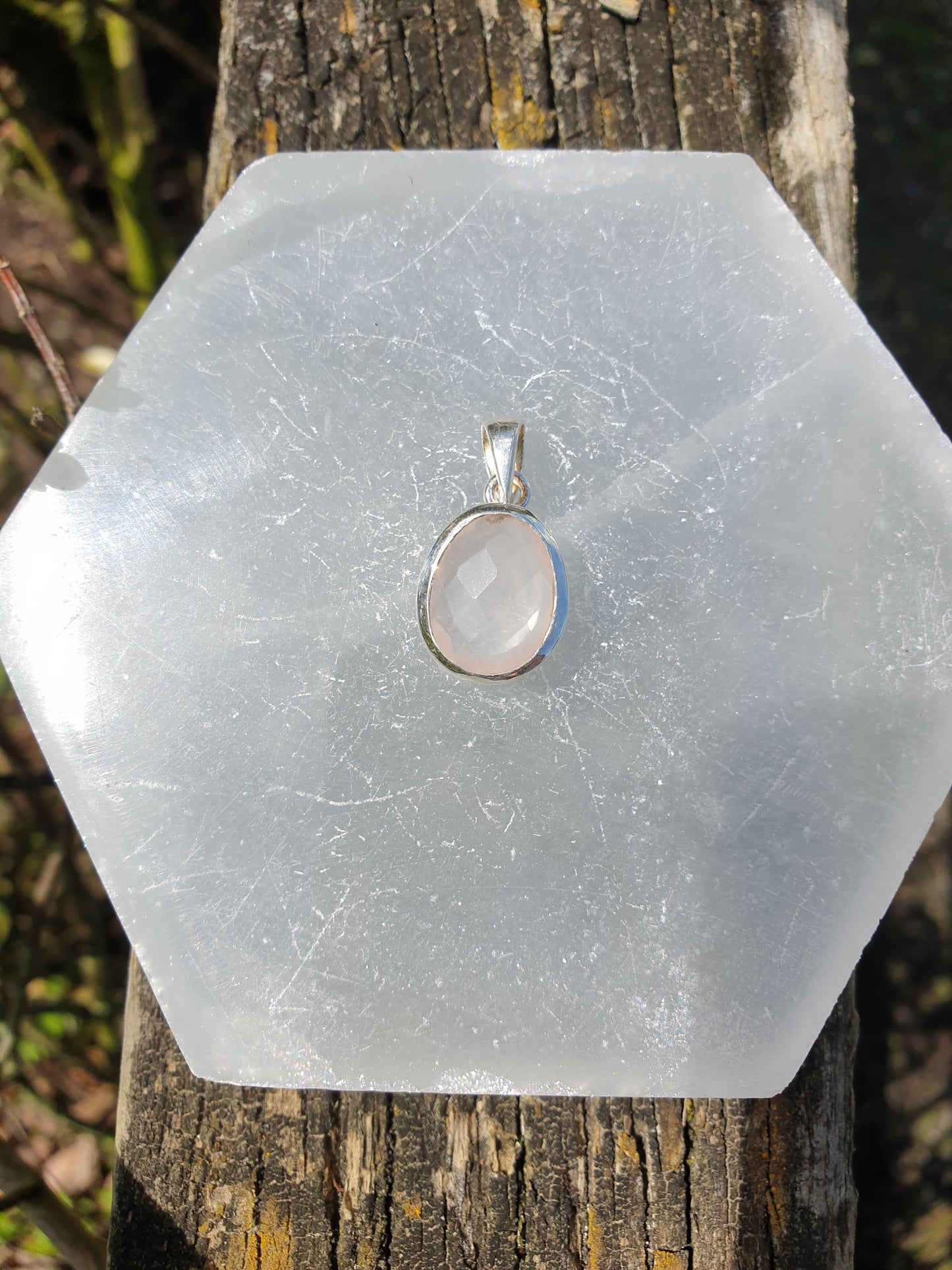 Rose Quartz | Rose Cut Sterling Silver Pendant C