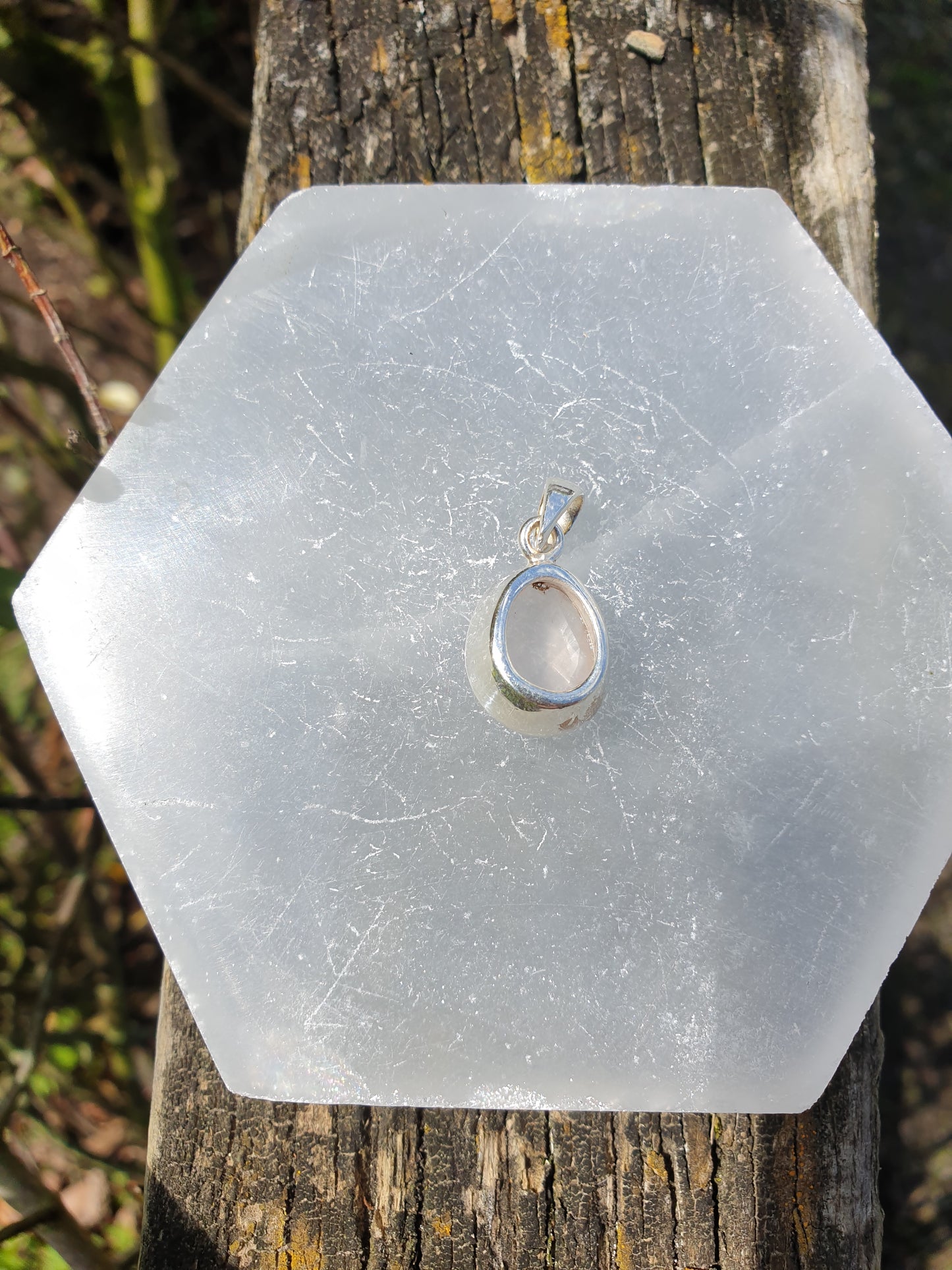 Rose Quartz | Rose Cut Sterling Silver Pendant C