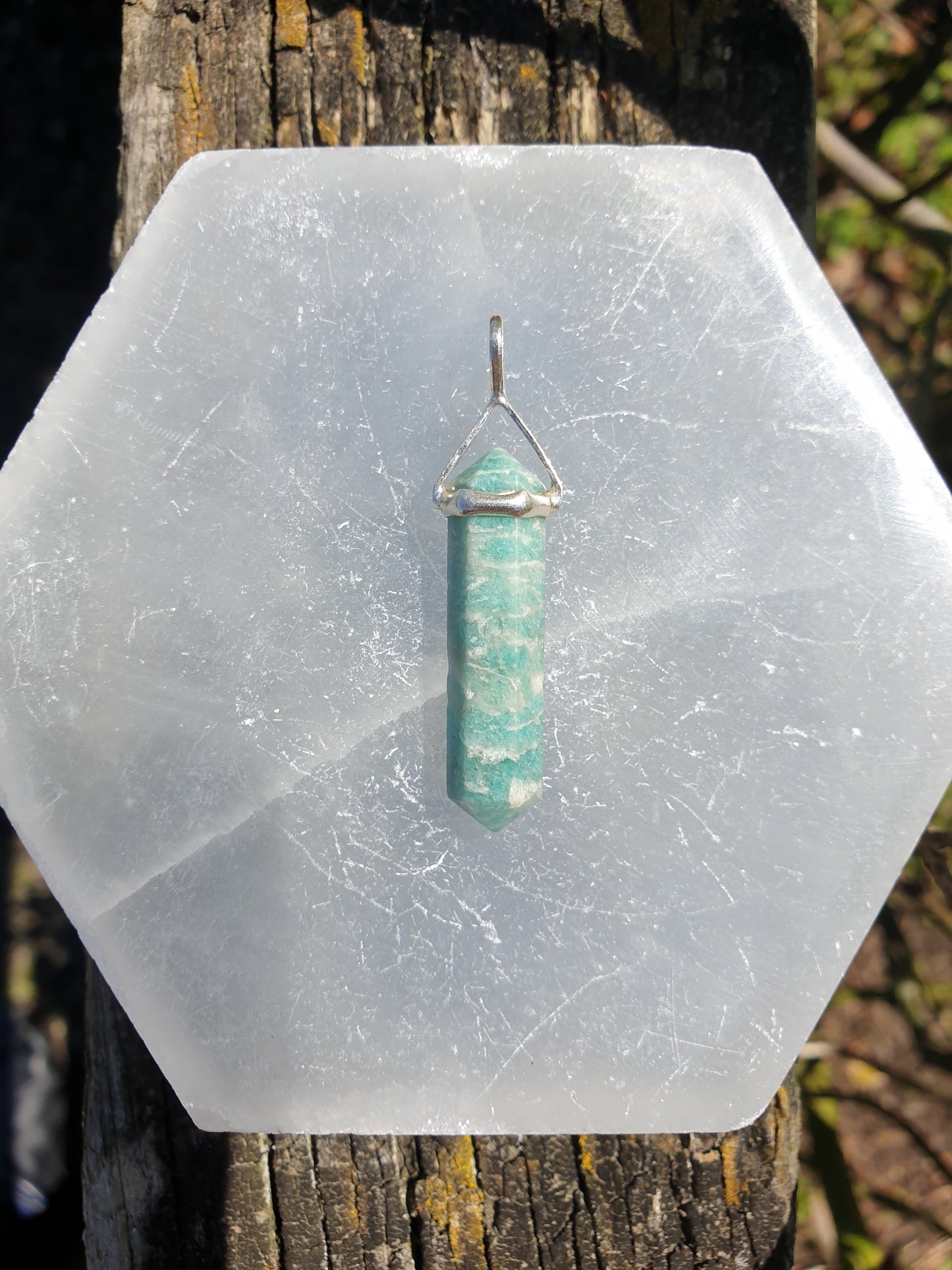 Amazonite Small | Sterling Silver Double Terminated Point Pendant