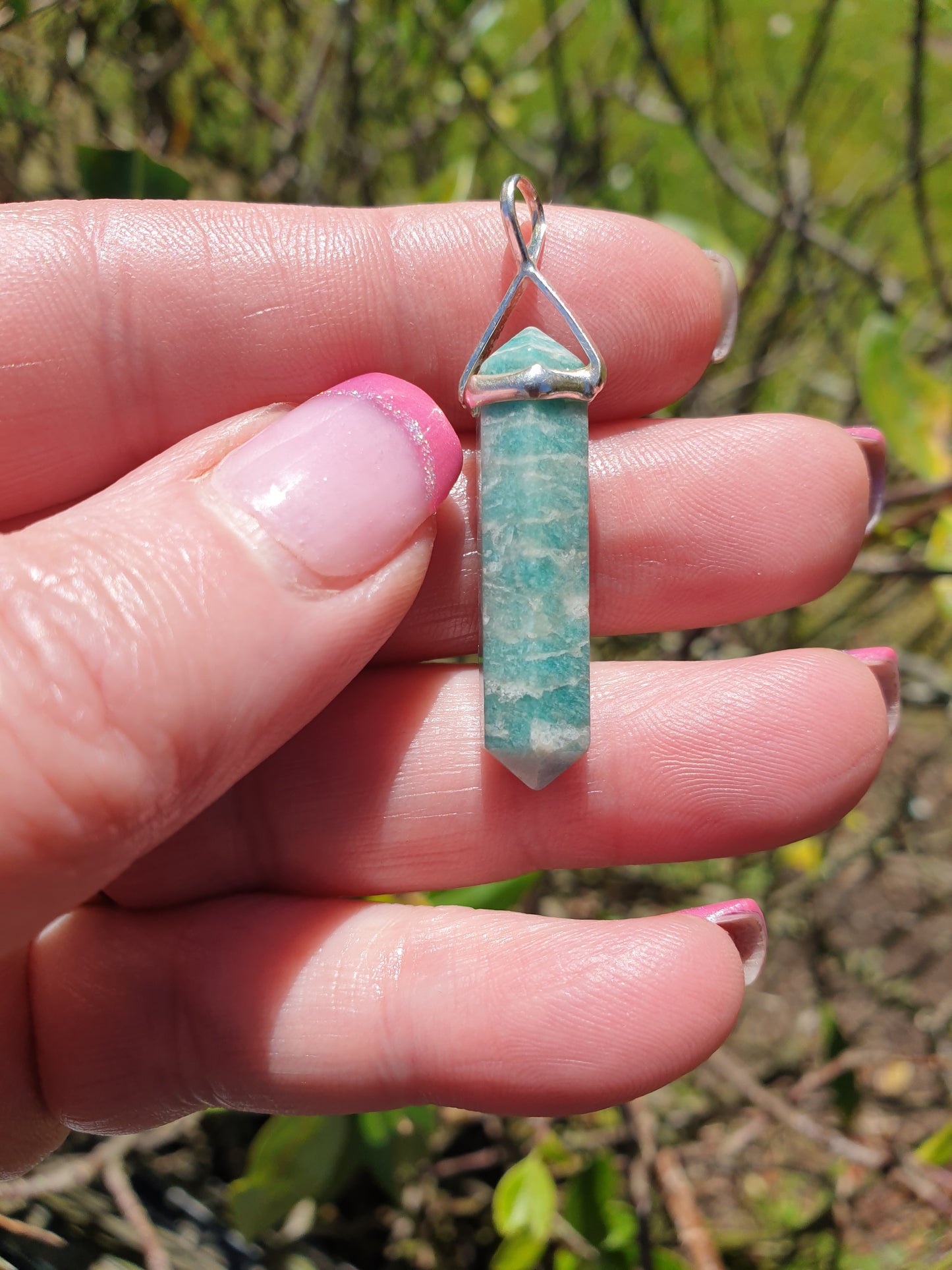 Amazonite Small | Sterling Silver Double Terminated Point Pendant