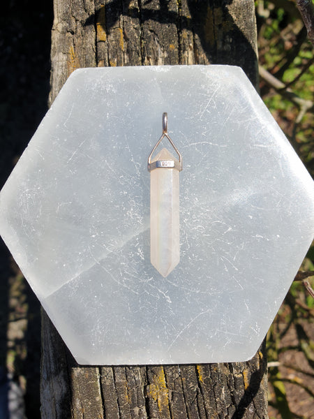 Rose Aura | Sterling Silver Double Terminated Point Pendant