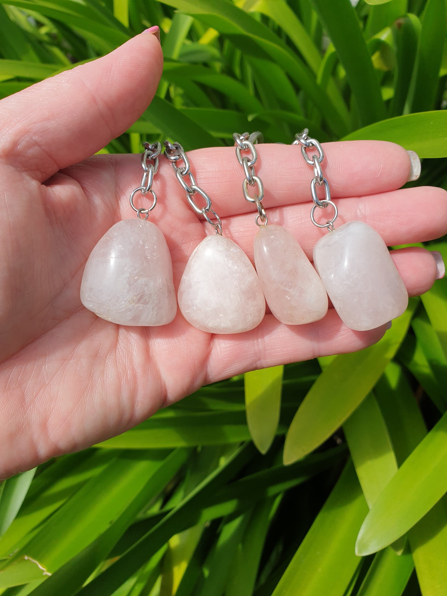 Rose Quartz Tumbled Keyring