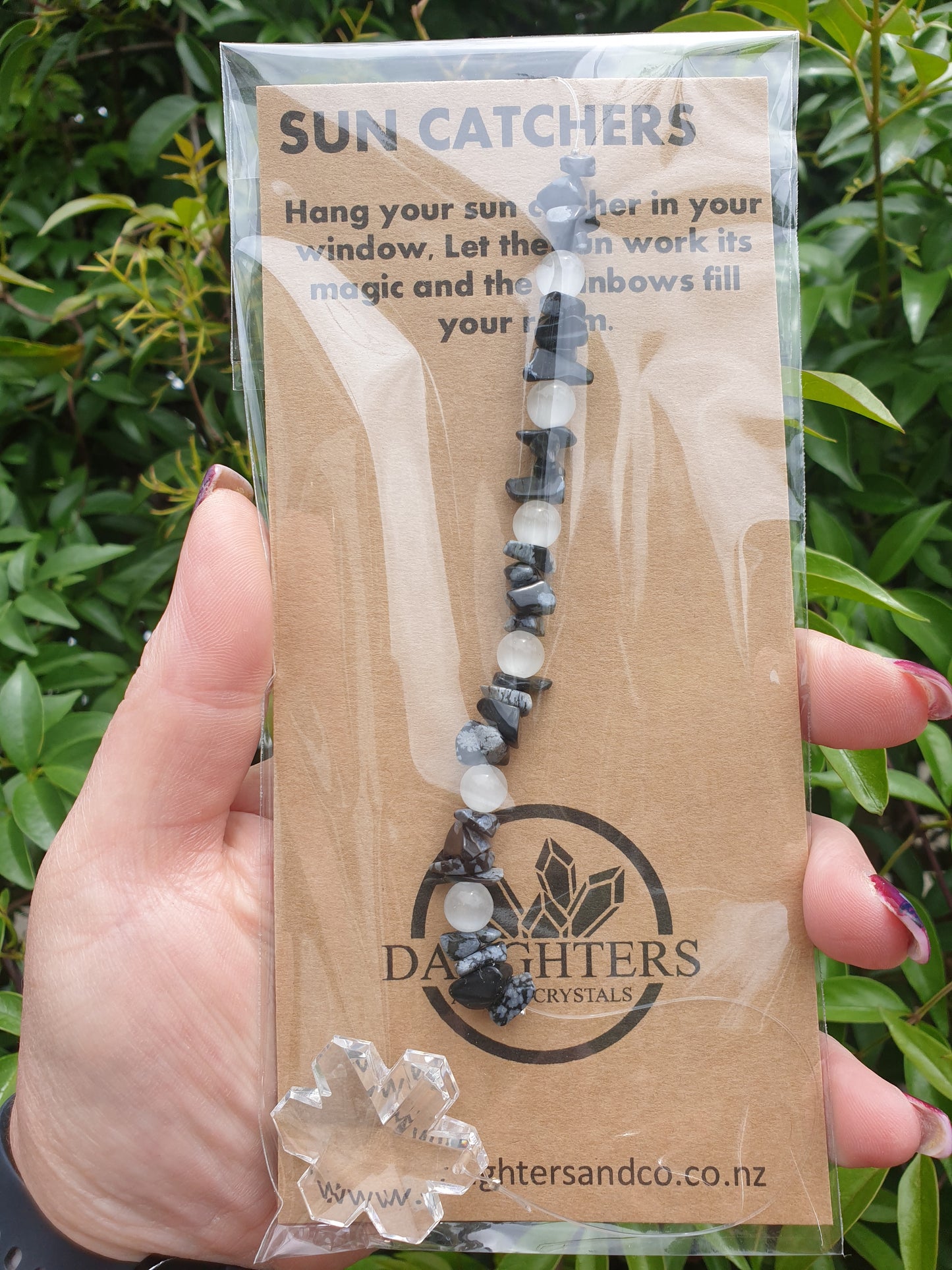 Howlite & Snowflake Obsidian | Snowflake Sun Catcher