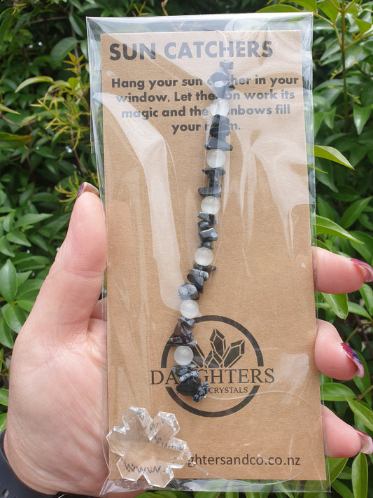 Howlite & Snowflake Obsidian | Snowflake Sun Catcher