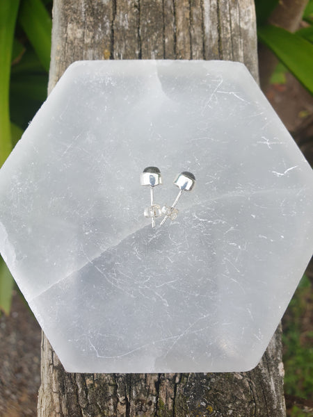 Labradorite | Polished Sterling Silver Stud Earrings 5mm