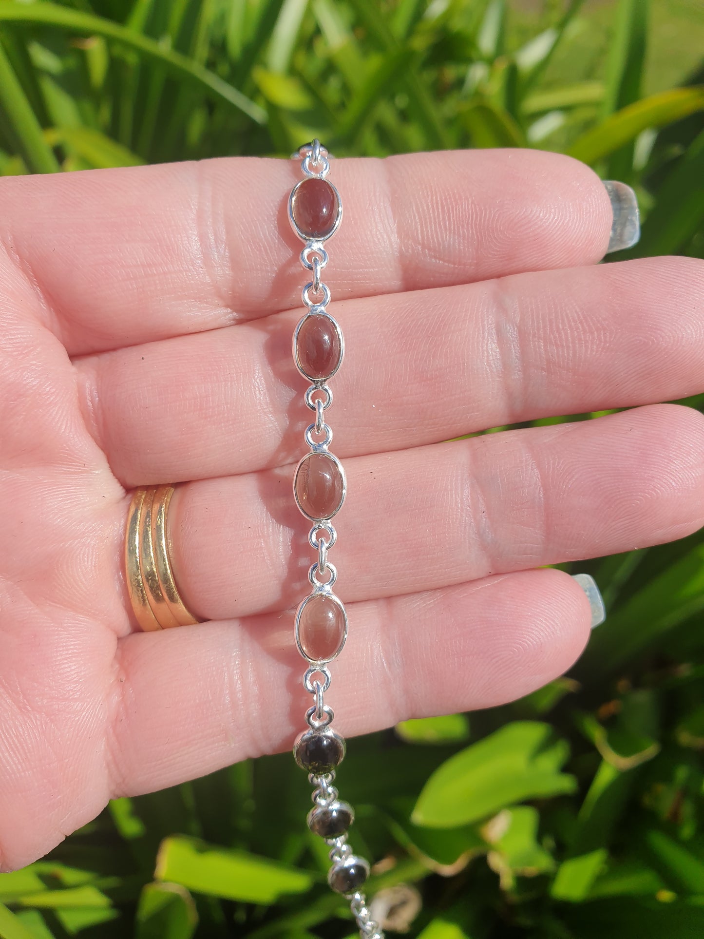 Smoky Quartz | Polished Sterling Silver Adjustable Bracelet