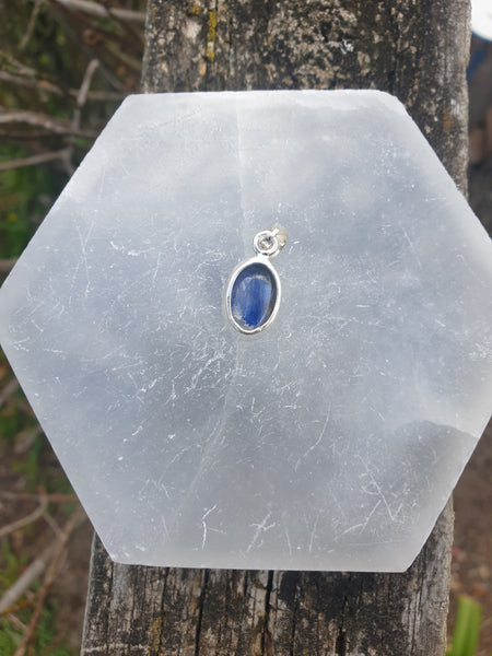 Blue Kyanite | Polished Sterling Silver Pendant D
