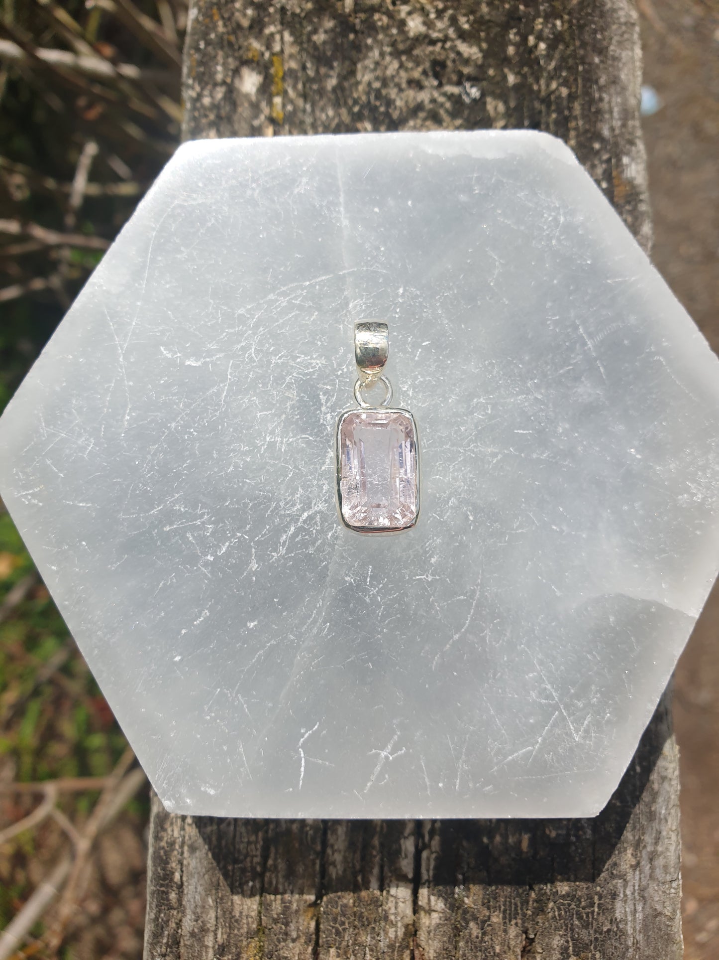 Kunzite | Faceted Sterling Silver Pendant B