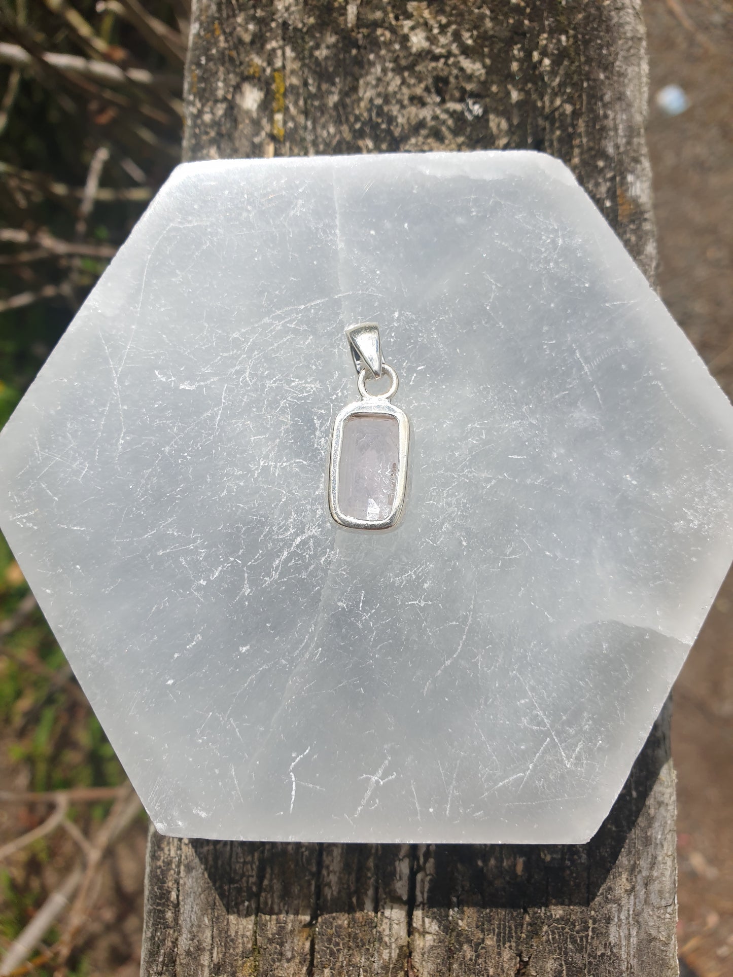 Kunzite | Faceted Sterling Silver Pendant B