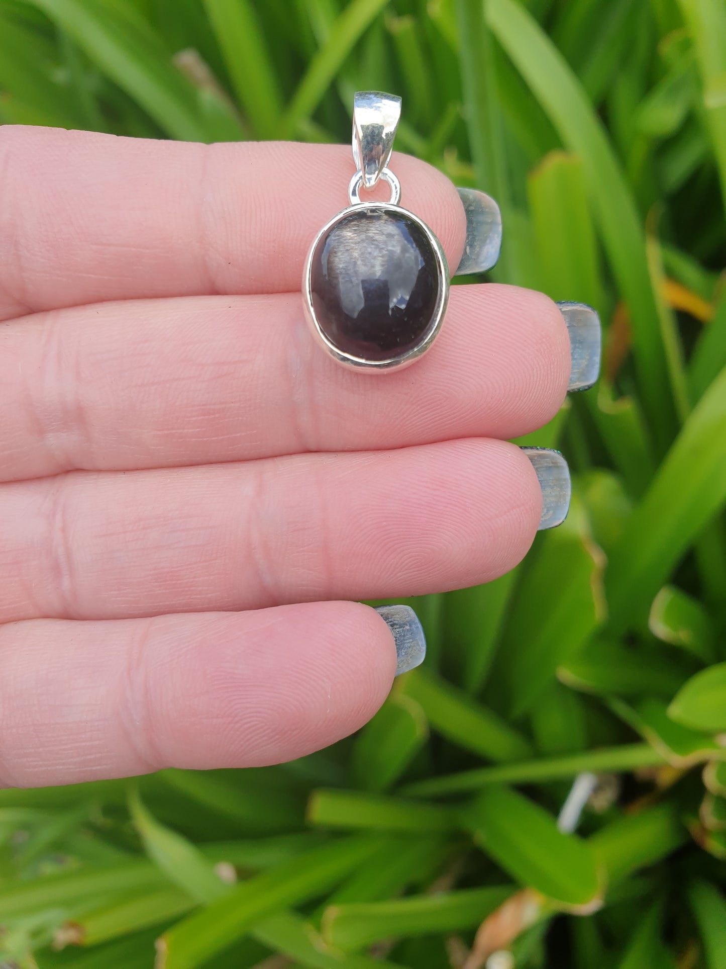 Black Sapphire Star | Polished Sterling Silver Pendant B