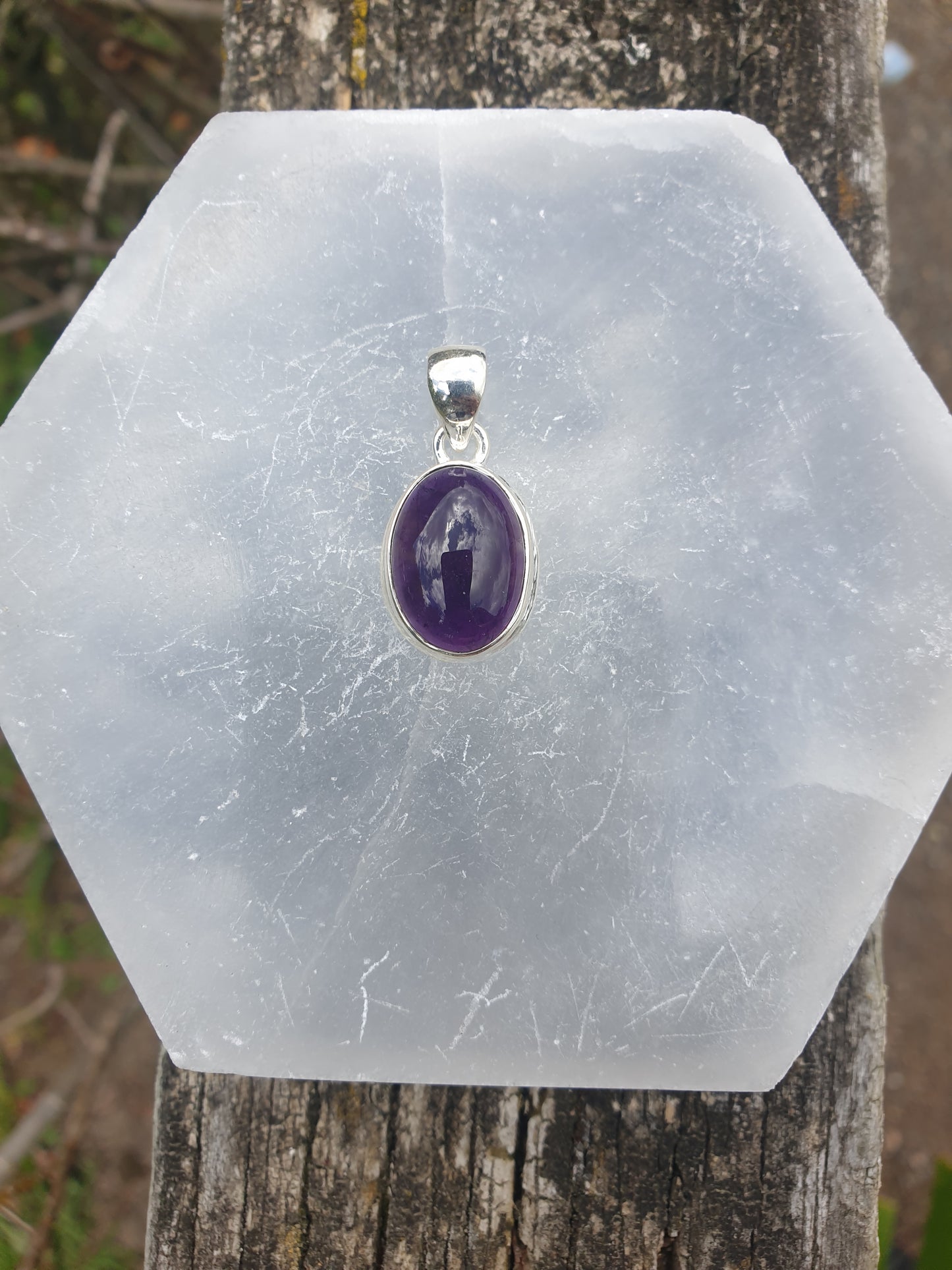 Amethyst | Polished Sterling Silver Pendant A