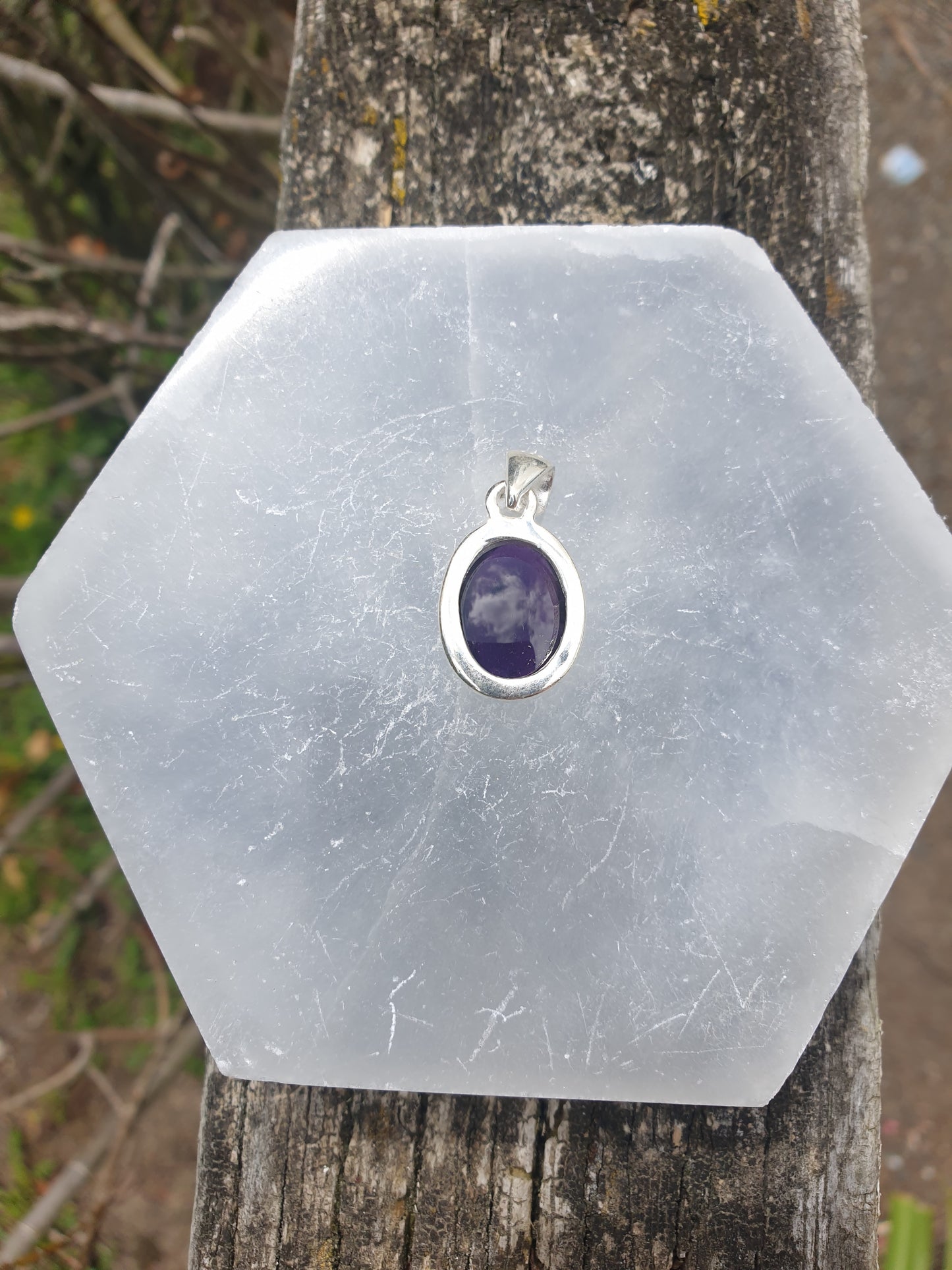 Amethyst | Polished Sterling Silver Pendant A