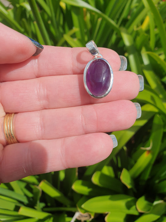 Amethyst | Polished Sterling Silver Pendant H